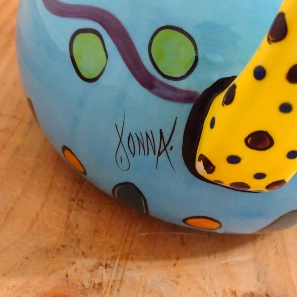 Hand Painted Large Ceramic Polka Dot Tea Pot
